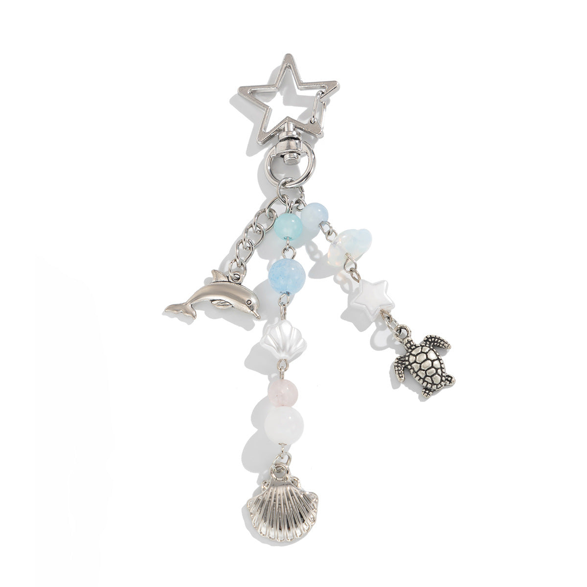 Wholesale Ocean Holiday Style Dolphin Scallop Shell Turtle Irregular Crystal Pendant Keychain